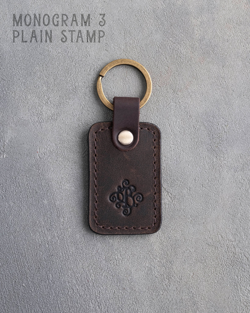 Personalized Leather Keychain in Dark Espresso Leather