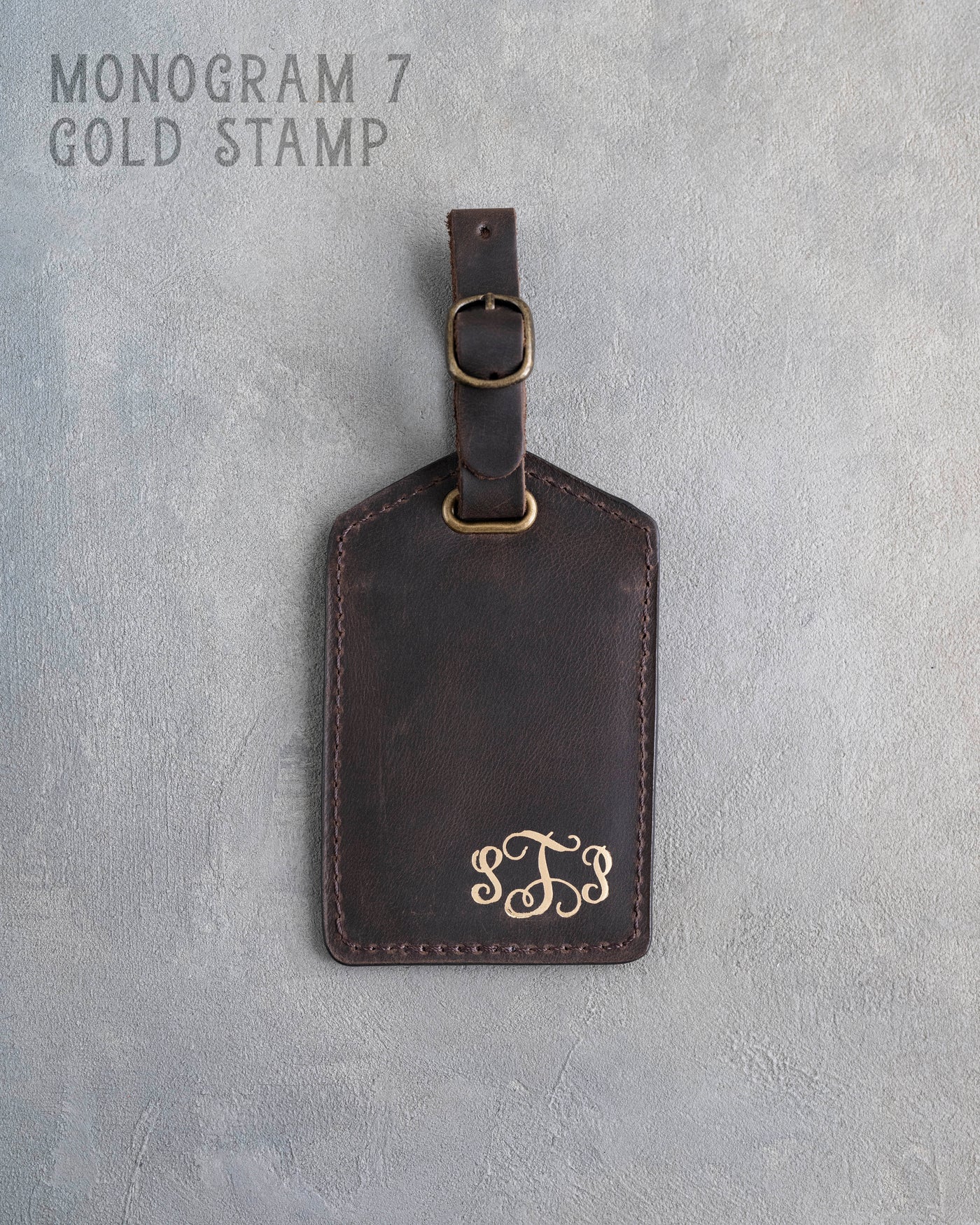 Dark Espresso Leather Luggage Tag Personalized
