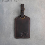 Dark Espresso Leather Luggage Tag Personalized