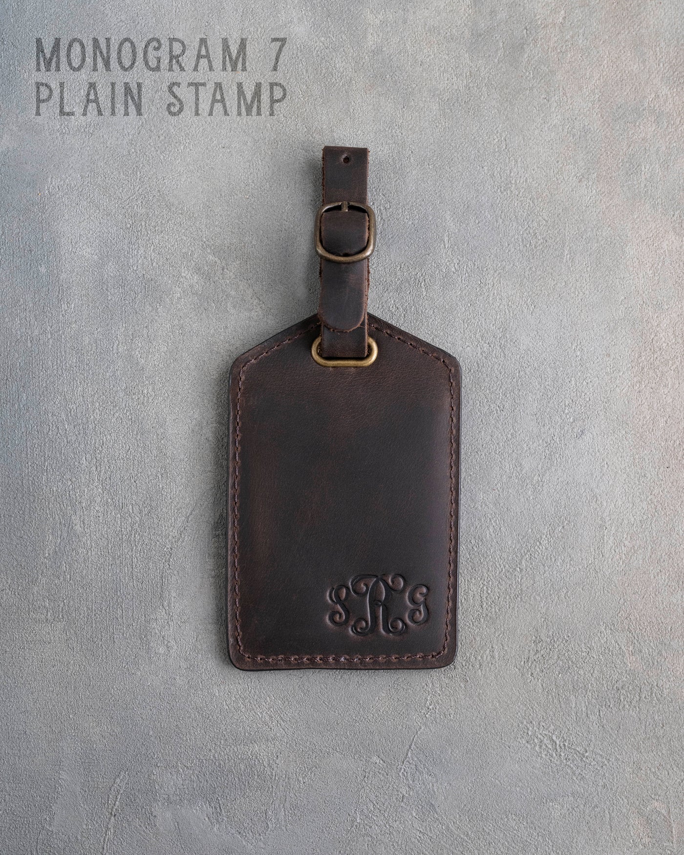 Dark Espresso Leather Luggage Tag Personalized