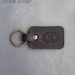 Personalized Leather Keychain in Dark Espresso Leather