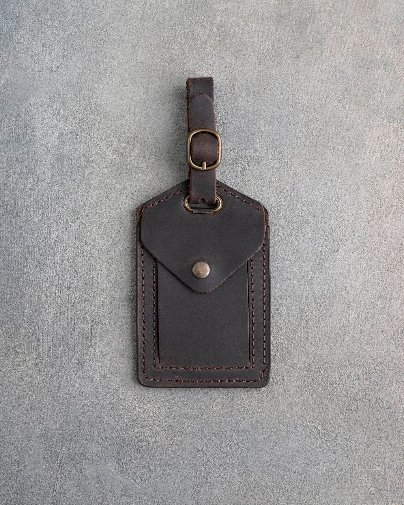 Dark Espresso Leather Luggage Tag Personalized