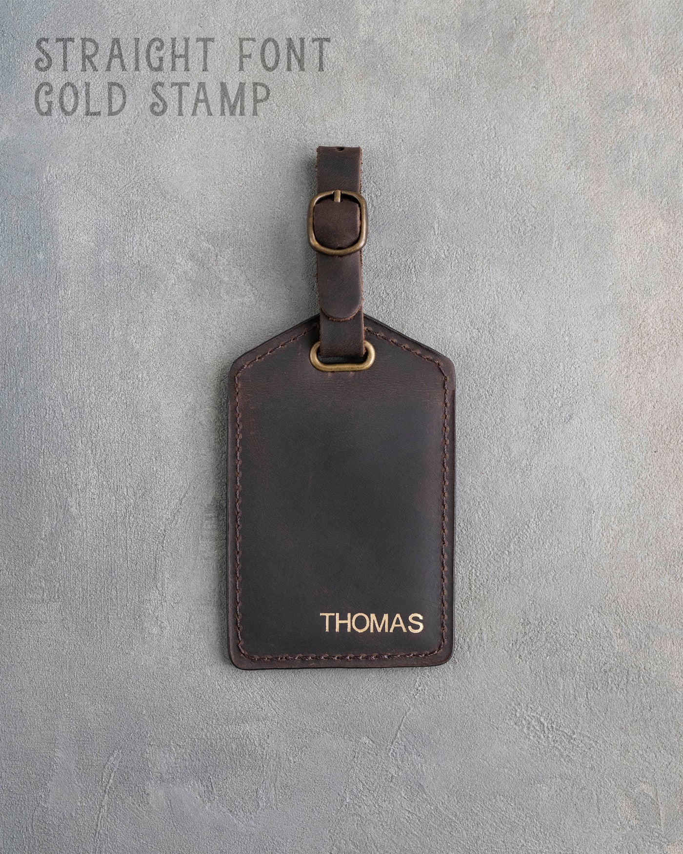 Dark Espresso Leather Luggage Tag Personalized