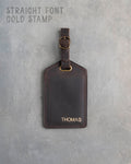 Dark Espresso Leather Luggage Tag Personalized
