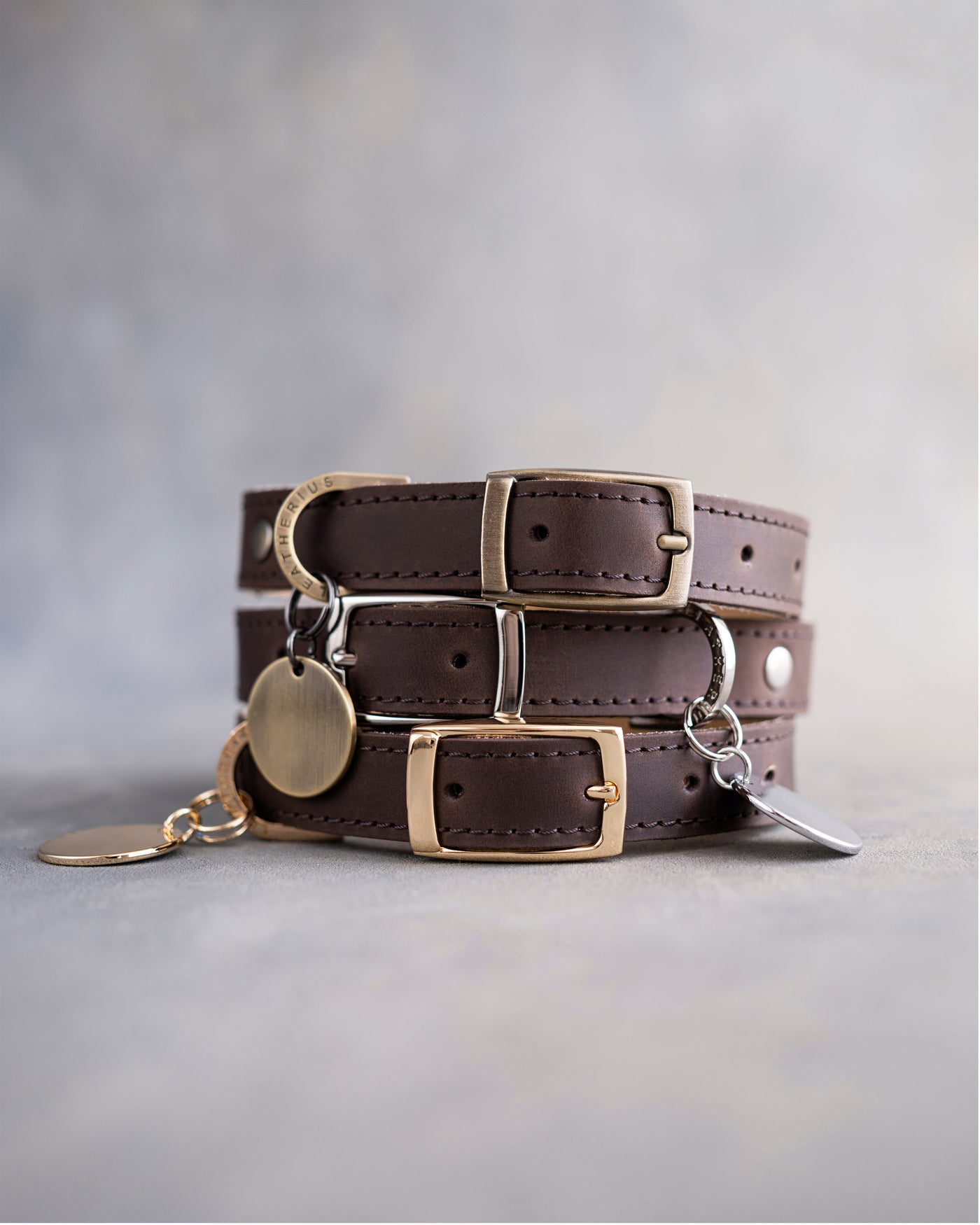 Dog Collar in Dark Espresso leather with classy pin buckle