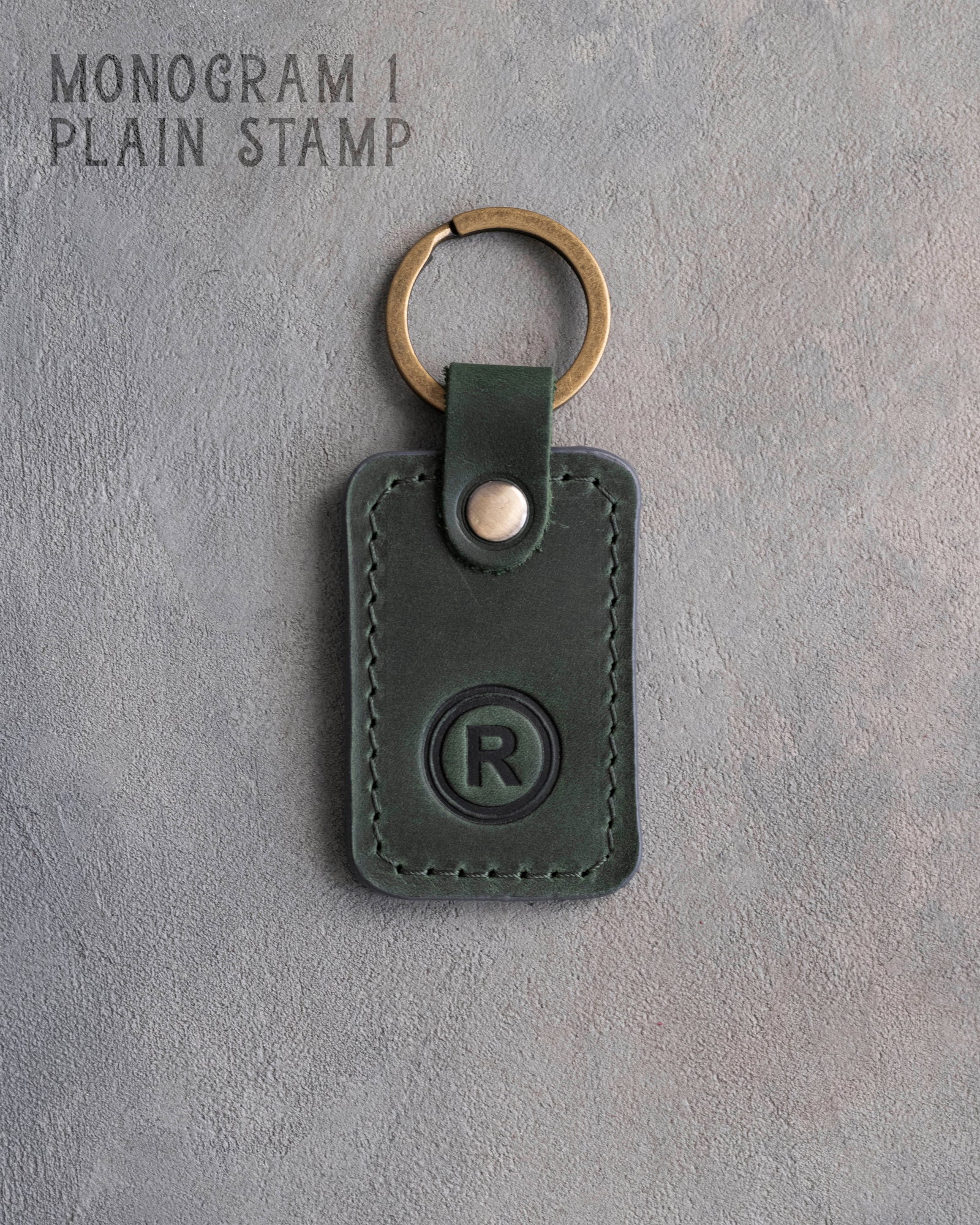 Personalized Leather Keychain in Forest Green Leather
