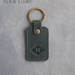 Personalized Leather Keychain in Forest Green Leather