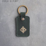 Personalized Leather Keychain in Forest Green Leather