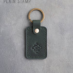 Personalized Leather Keychain in Forest Green Leather