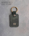 Personalized Leather Keychain in Forest Green Leather