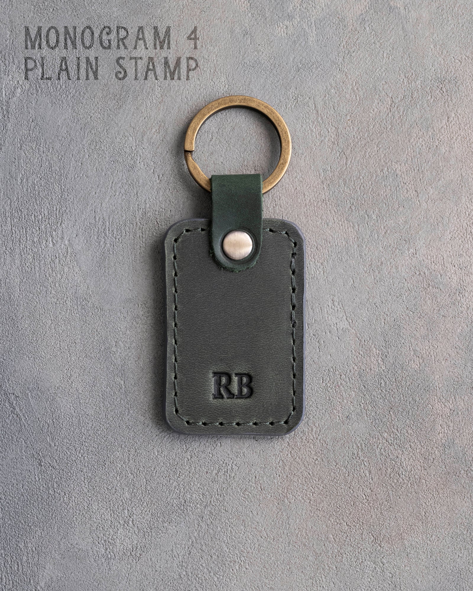 Personalized Leather Keychain in Forest Green Leather