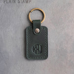 Personalized Leather Keychain in Forest Green Leather