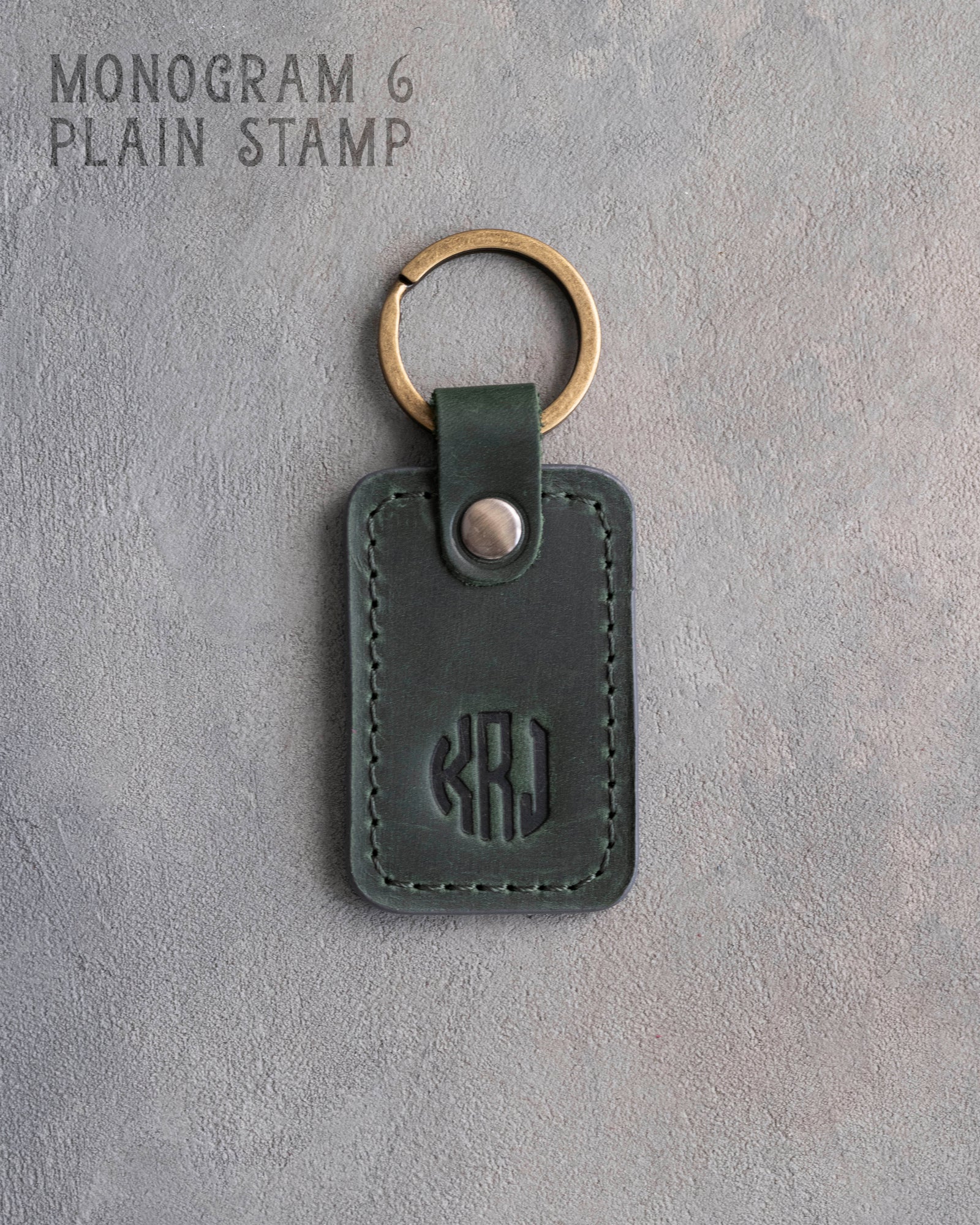 Personalized Leather Keychain in Forest Green Leather