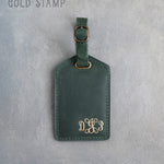 Forest Green Leather Luggage Tag Personalized, handcrafted to order