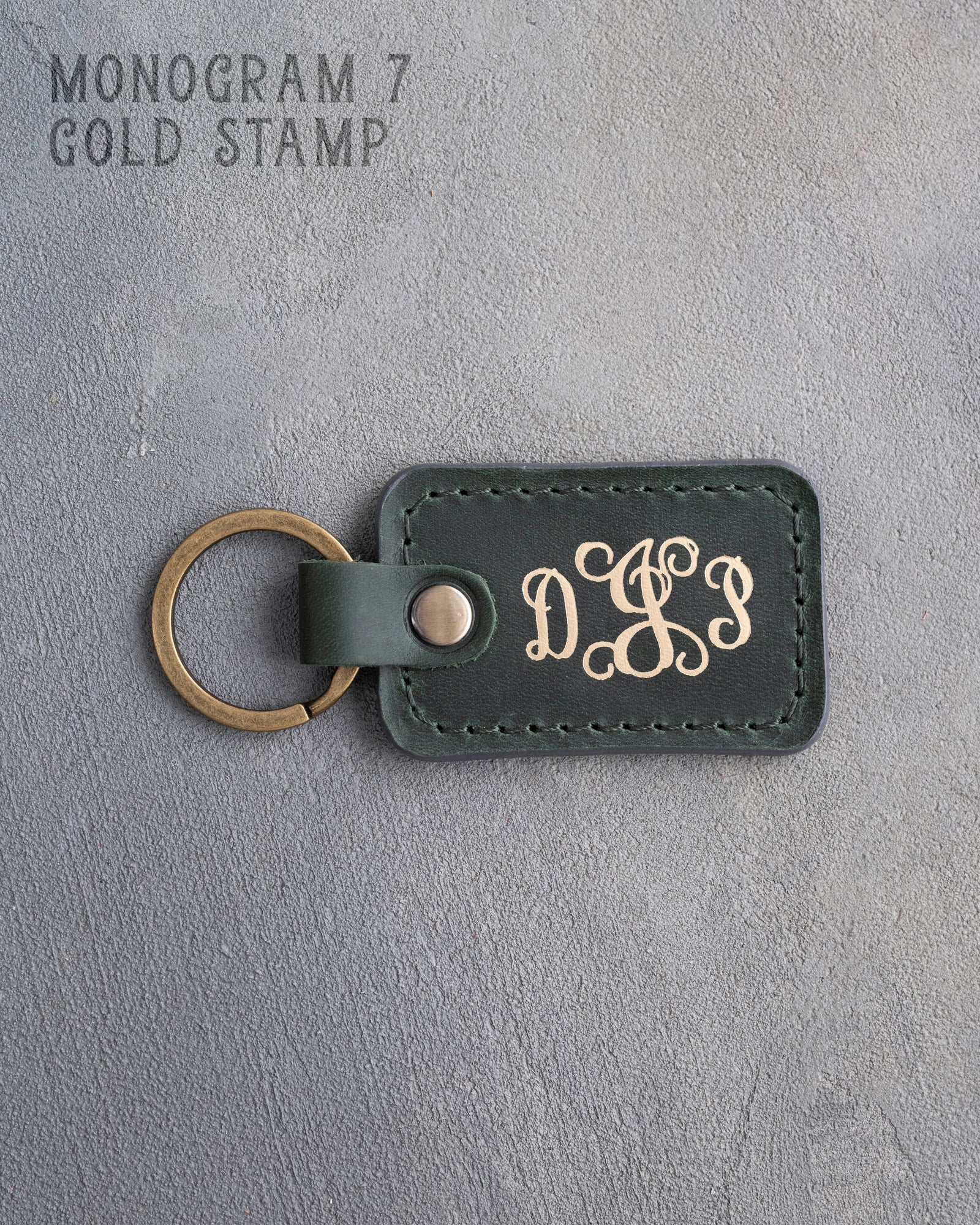 Personalized Leather Keychain in Forest Green Leather