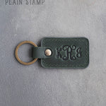 Personalized Leather Keychain in Forest Green Leather
