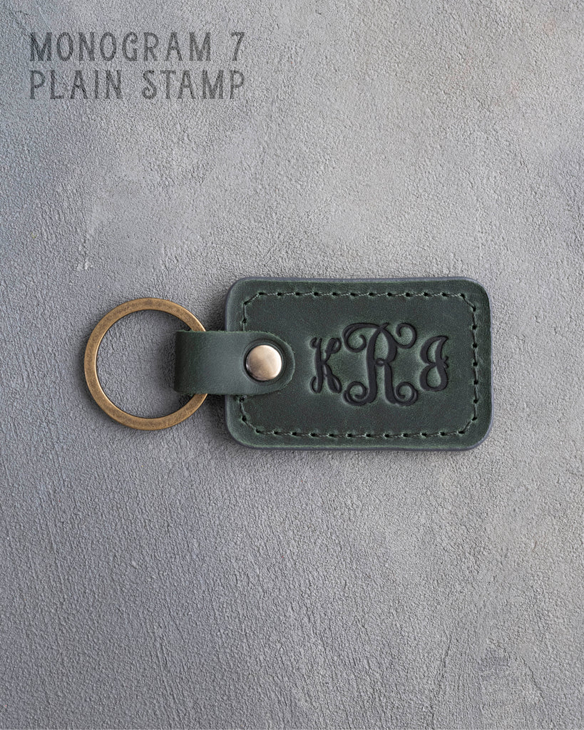 Personalized Leather Keychain in Forest Green Leather