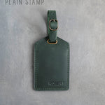 Forest Green Leather Luggage Tag Personalized