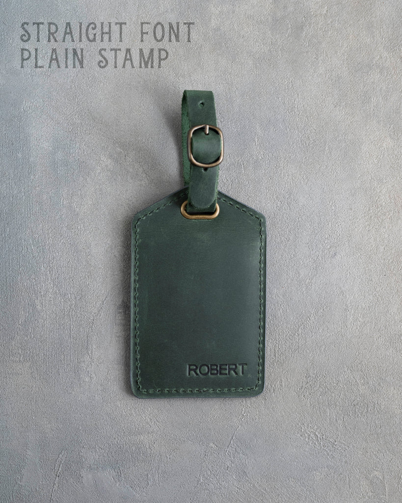 Forest Green Leather Luggage Tag Personalized