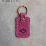 Personalized Leather Keychain in Fuchsia Leather