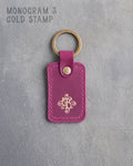 Personalized Leather Keychain in Fuchsia Leather