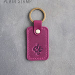 Personalized Leather Keychain in Fuchsia Leather