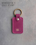 Personalized Leather Keychain in Fuchsia Leather
