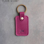 Personalized Leather Keychain in Fuchsia Leather