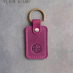 Personalized Leather Keychain in Fuchsia Leather