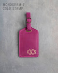 Fuchsia Leather Luggage Tag Personalized