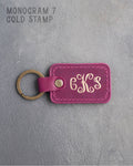 Personalized Leather Keychain in Fuchsia Leather
