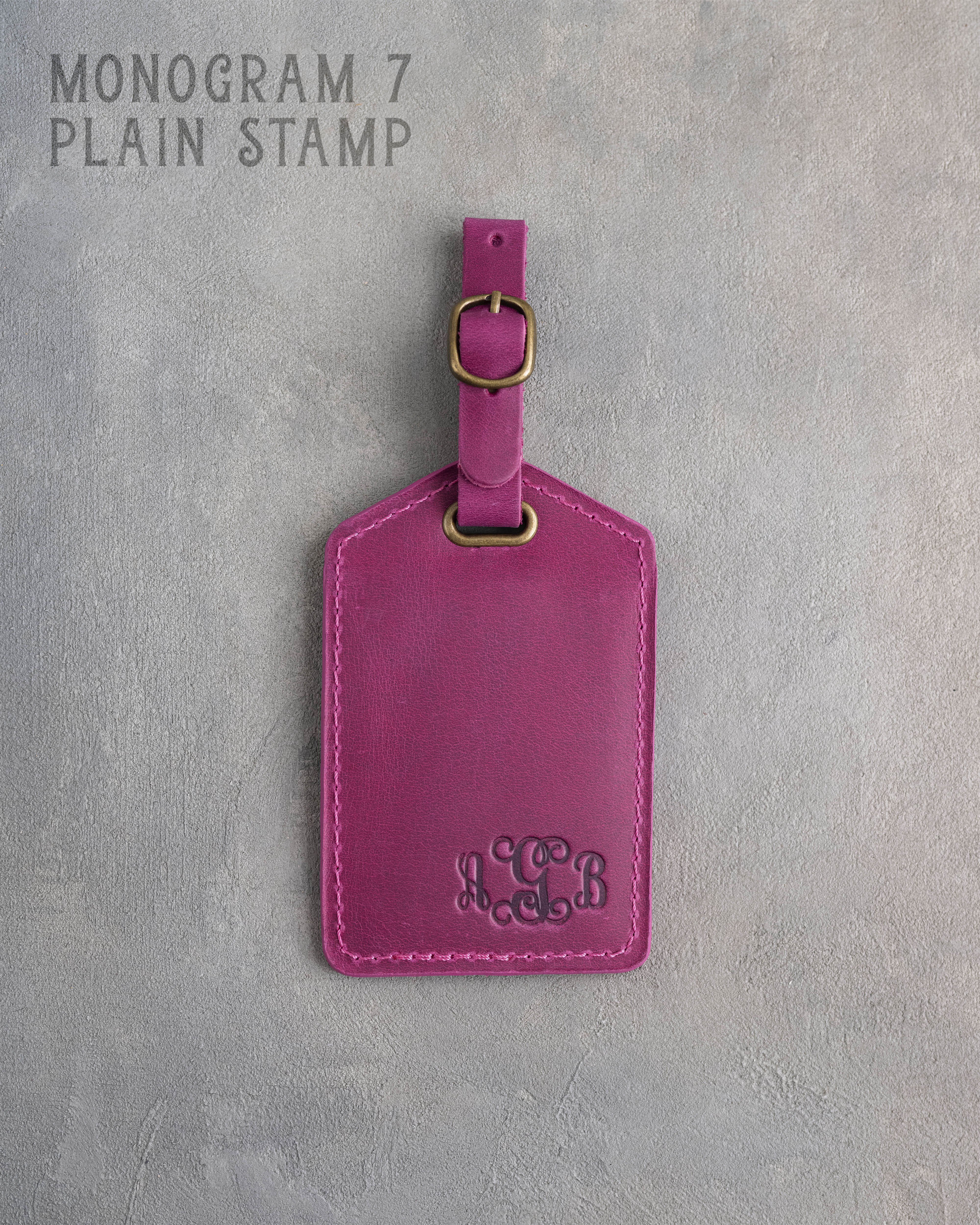 Fuchsia Leather Luggage Tag Personalized