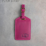 Fuchsia Leather Luggage Tag Personalized