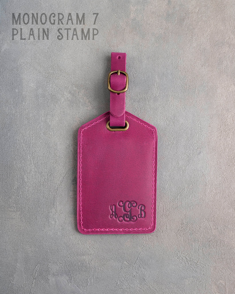 Fuchsia Leather Luggage Tag Personalized