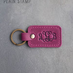 Personalized Leather Keychain in Fuchsia Leather