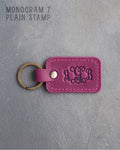 Personalized Leather Keychain in Fuchsia Leather
