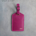 Fuchsia Leather Luggage Tag Personalized
