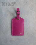 Fuchsia Leather Luggage Tag Personalized