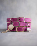 Dog Collar in Fuchsia leather with classy pin buckle