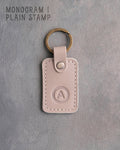 Personalized Leather Keychain in Gray Sand Leather