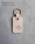 Personalized Leather Keychain in Gray Sand Leather
