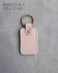 Personalized Leather Keychain in Gray Sand Leather