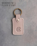 Personalized Leather Keychain in Gray Sand Leather