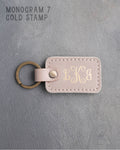 Personalized Leather Keychain in Gray Sand Leather