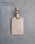 Gray Sand Leather Luggage Tag Personalized