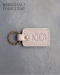 Personalized Leather Keychain in Gray Sand Leather