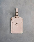 Gray Sand Leather Luggage Tag Personalized