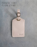 Gray Sand Leather Luggage Tag Personalized