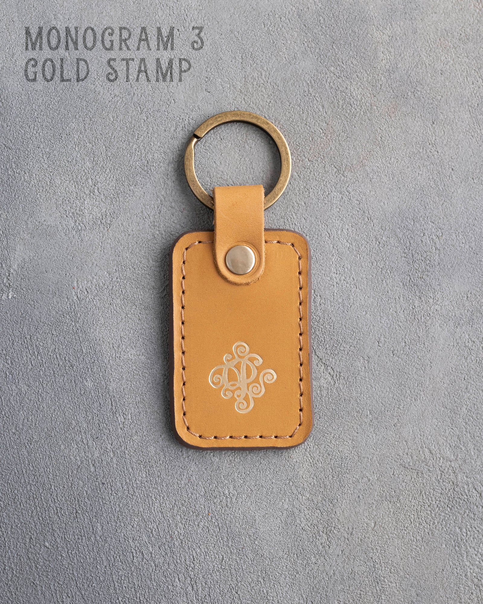 Personalized Leather Keychain in Indian Summer Leather