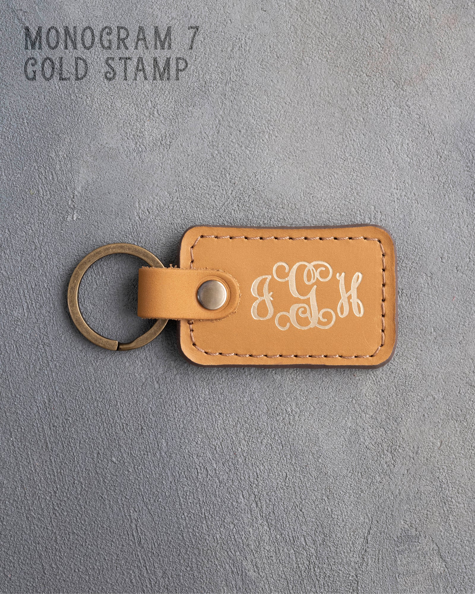 Personalized Leather Keychain in Indian Summer Leather